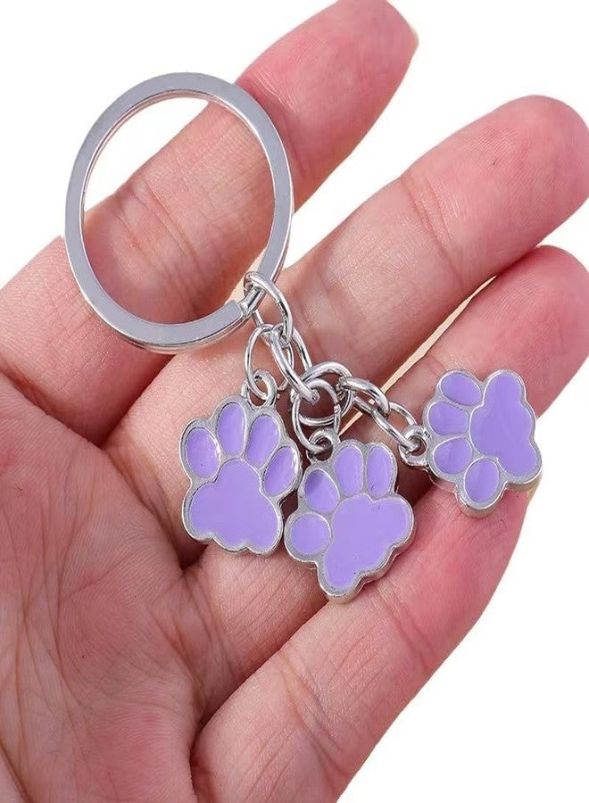 WinldMonmo 2PCS Purple Cute Cat Dog Claw Charms Cat Paw Car Keychain Funny Animal Keyring Purse Bag Charms for Women Girls Accessories - Image 4